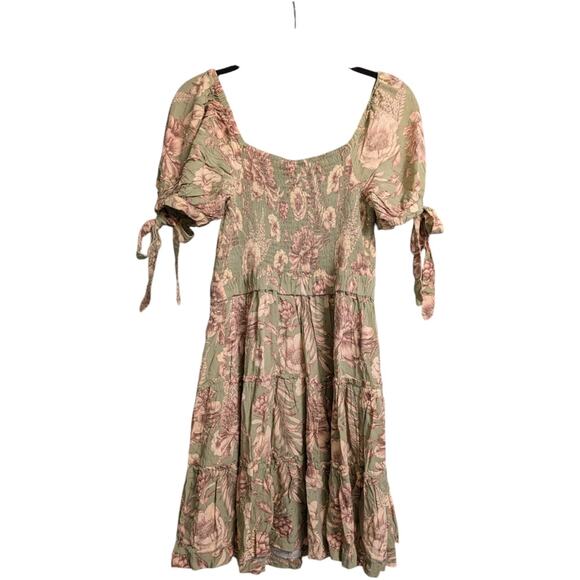 Agua Bendita x Target Multicolor Green Floral Short Sleeves Bohemian Dress M - Picture 5 of 9